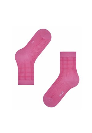 Rosa Knöchelsocken mit Rautenmuster, aus weichem Material gefertigt. Verfügt über einen gerippten Saum und dezente Markenkennung an der Seite.
