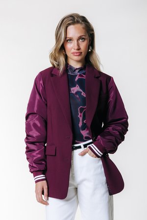 GEMMA CONTRAST SLEEVE - Blazer - merlot red
