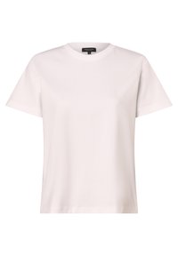 Witte kantoen t-shirt met korte mouwen. Heeft een klassieke ronde halslijn en een relaxed fit met minimale stikdetails.