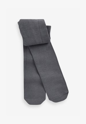 Grijze geribde panty’s met een elastische tailleband en een gladde afwerking. Platte naden met ronde tenen, ontworpen voor comfort en pasvorm.