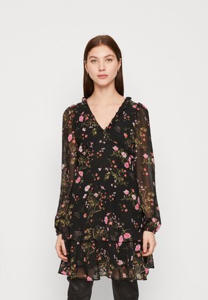 Vero Moda VMROSA V NECK SHORT DRESS - Rochie de zi - black/pink yarrow