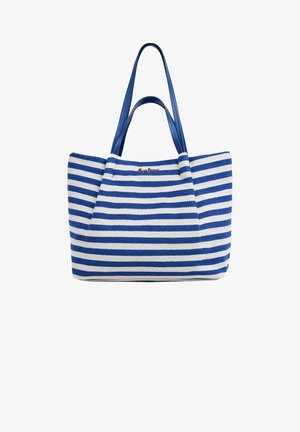 Svītrainā toīte ar ziliem un baltajiem svītrām, izgatavota no austu materiālu. Iekļauto divas zila ādas rokas, kā arī neliela zelta logo priekšpusē.