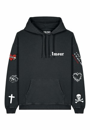 GOTHIC EMBROIDERY HEAYVWEIGHT UNISEX OVERSIZED  - Sweat à capuche - washed black