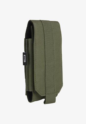 Roheline kangast tööriistakott ristkülikukujulise kujundusega, tekstuurse välispindaga ja turvalise kinnitusega. Omab nähtavat musta logodetaili.