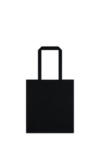 Borsa tote nera con due manici piatti. Realizzata in materiale liscio, presenta una forma rettangolare e un design minimalista. Nessun motivo o accento visibile.