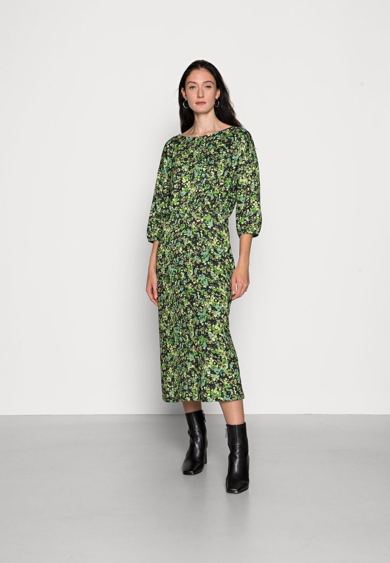 Anna Field Quarter sleeves elevated casual midi dress - Vestido de dia - black/green