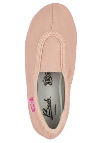 Rosa Ballerinas aus weichem Stoff mit runder Form. Verfügt über einen elastischen oberen Rand und ein inneres Logoprint. Keine sichtbaren Beschläge.