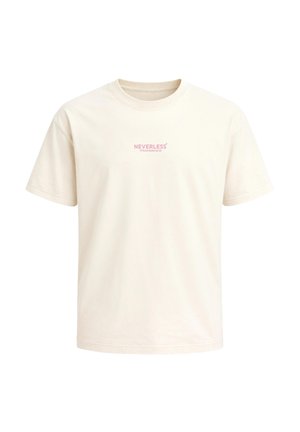 Neverless, HERREN T-SHIRT - KIRSCHBLÜTEN - OVERSIZED RELAXED FIT PRINTSHIRT - Print T-shirt - hell-beige