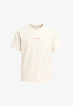Neverless, HERREN T-SHIRT - KIRSCHBLÜTEN - OVERSIZED RELAXED FIT PRINTSHIRT - Print T-shirt - hell-beige