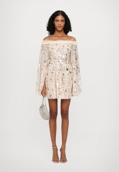 Needle & Thread SHOOTING STARS CAPE MICRO DRESS - Pidulikud riided - dust beige/silver dus