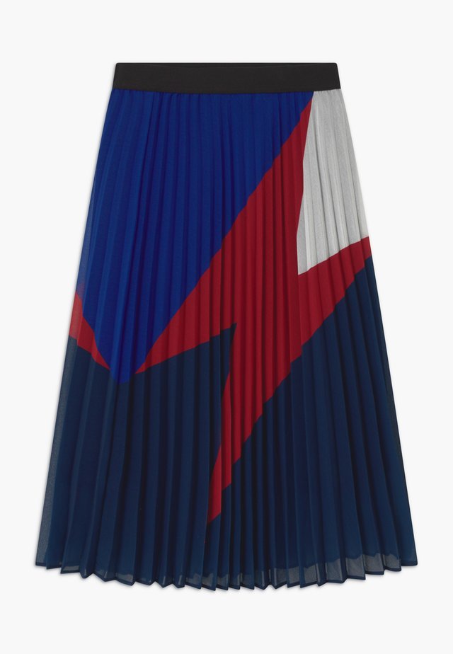 LIGHTENING BOLT PLEATED MIDI - Jupe trapèze - navy