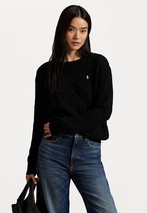 CABLE WOOL CASHMERE CREWNECK SWEATER - Maglione - black