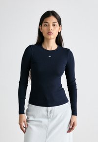 Tommy Jeans SLIM ESSENTIAL 2 PACK  - Ilgarankovis viršutinės dalies drabužis - white/dark night navy