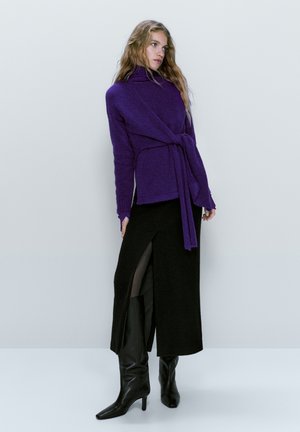 CREW NECK WITH KNOT DETAIL - Pullover - dark purple