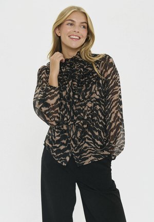 LILJA CRINKLE LS  - Hemdbluse - black shifted strokes