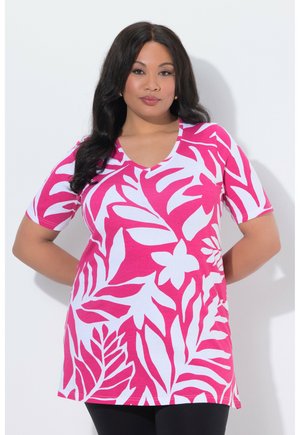 LONG A-LINIE V-AUSSCHNITT HALBARM - T-Shirt print - pink