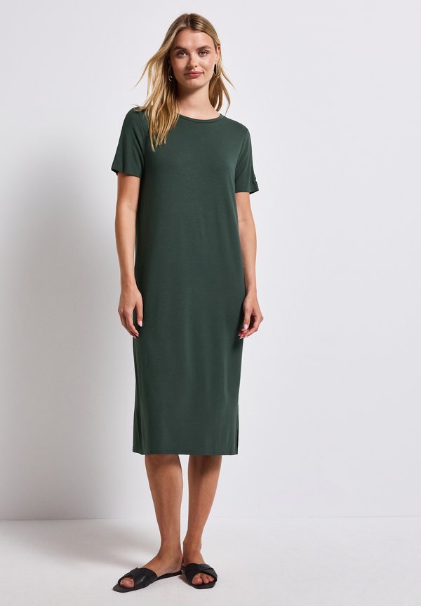 MIT SCHLITZDETAIL - Jerseykleid - grün