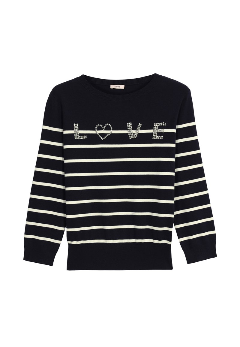 Maglioni a righe da donna vintage sciolto scollo a barca manica lunga pullover top comodo sciolto oversize maglione pullover lavorato a maglia, Blu, S