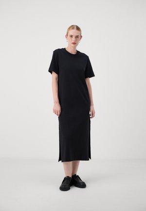 ROUND NECK SLITS - Jerseykleid - black