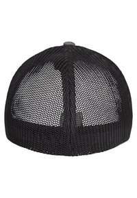 Sort mesh baseball cap med en buet skygge, panel på bagsiden uden funktioner, justerbar rem og en subtil tekstur i materialet.