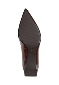 Semelle de chaussure pour femme à bout pointu, couleur marron, avec semelle anti-dérapante, taille 37, et logo de la marque "Tamaris" visible dans la zone du talon.