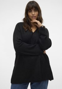 Vero Moda Curve VMCFILUCA LS V-NCK LONG GA CUR NOOS - Jumper - black