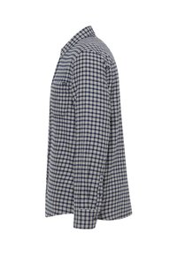 Gekapte overhemd in marineblauw en room, gemaakt van stof met een zachte textuur, met een button-down kraag en een enkele borstzak.