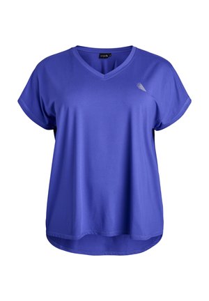 MIT V-AUSSCHNITT UND KURZEN ÄRMELN - T-shirt basic - clematis blue
