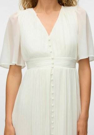 Vero Moda, VMDORA 2/4 V-NECK PLISSE DRESS WVN EXP - Robe longue - snow white