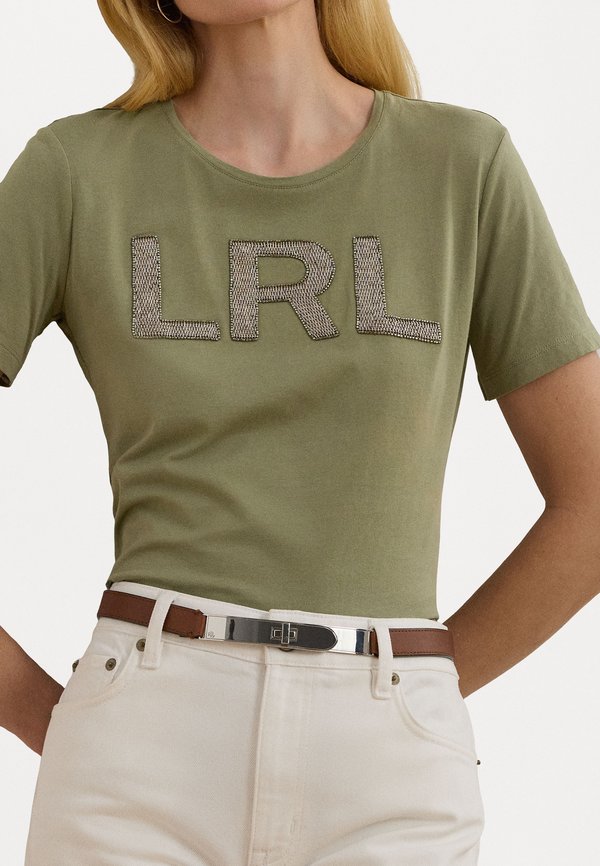 BEADED LOGO COTTON JERSEY TEE - Print T-shirt3