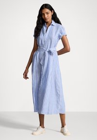 Polo Ralph Lauren Belted Striped Linen Shirtdress - Vestido camisero - lake blue/white