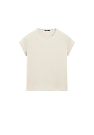 Massimo Dutti SHORT SLEEVE WITH ROUND NECK - T-shirt basic - beige