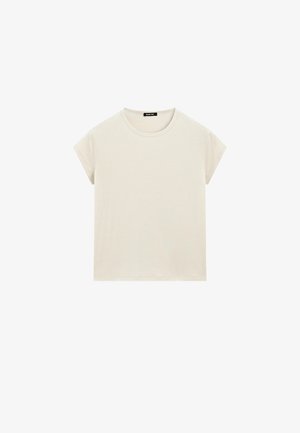 Massimo Dutti SHORT SLEEVE WITH ROUND NECK - Basic T-shirt - beige