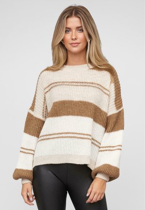 WITH STRIPES - Jumper - beige camel brown
