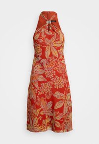 Floral Georgette Halter Dress - Φόρεμα ημέρας - red