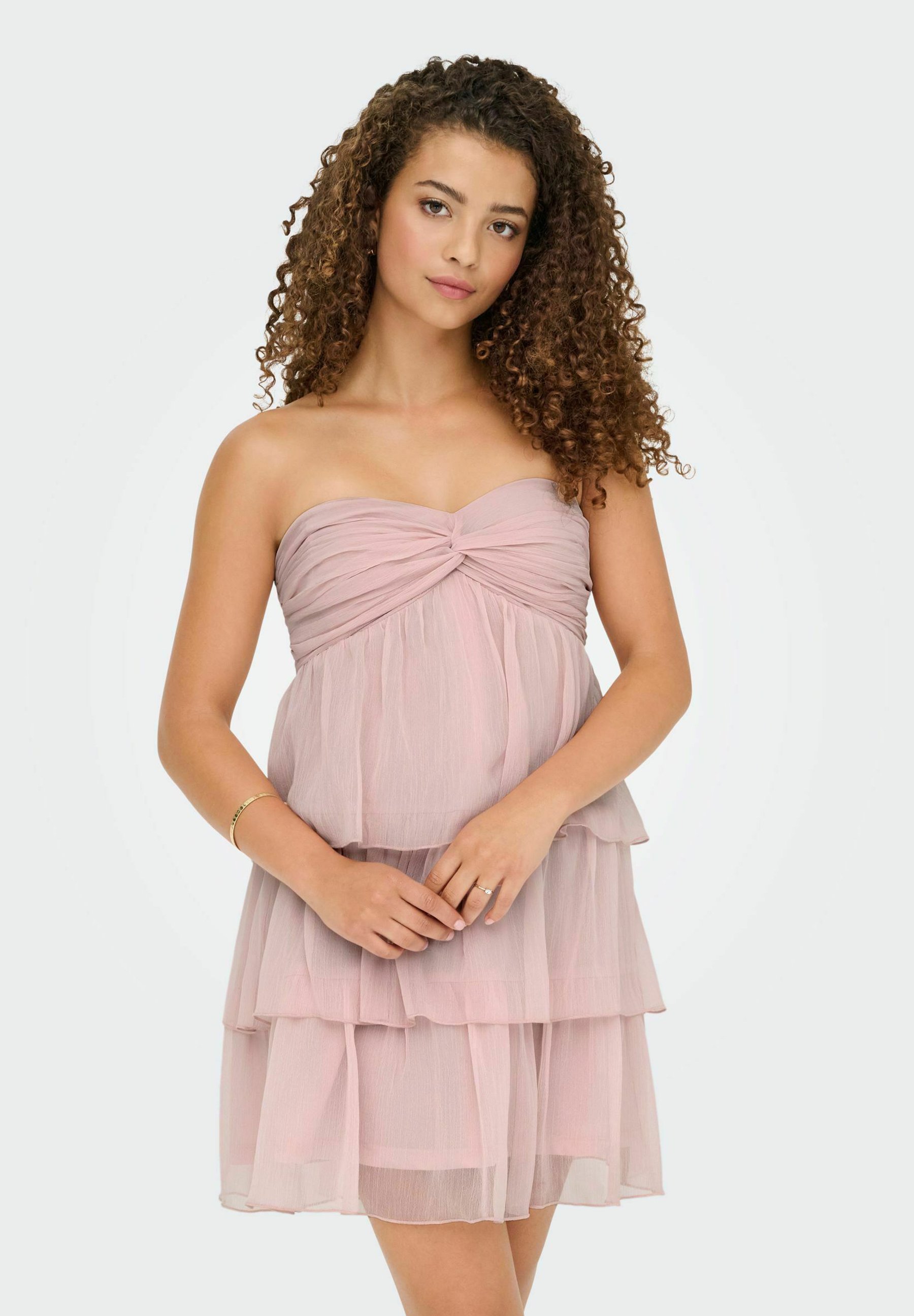 strapless open back dress Selah Light Pink Tiered Dress – Lena Layne