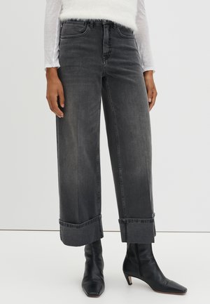 MID RISE CROPPED WIDE FIT - Wide leg - dark decoded grey