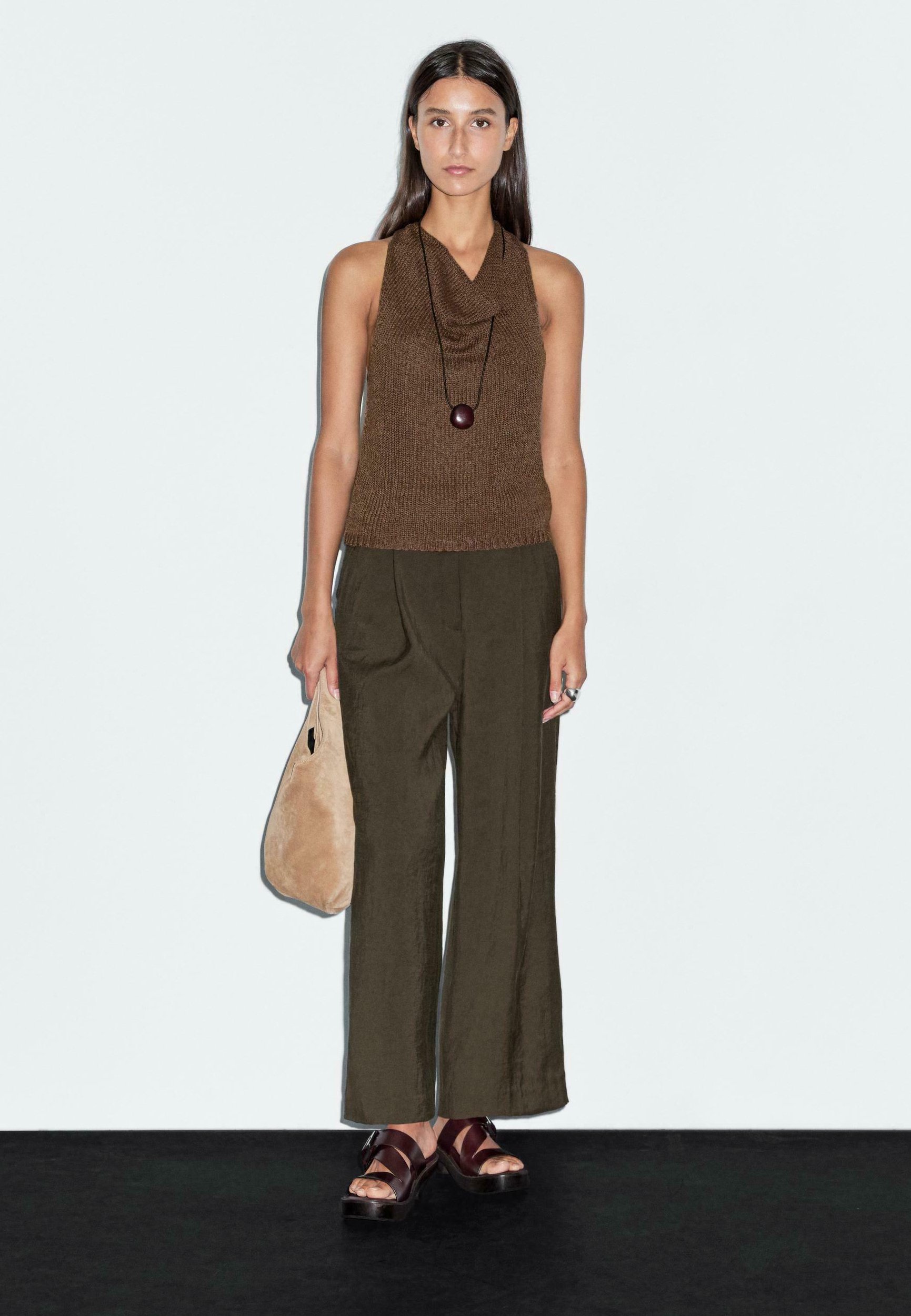 Massimo Dutti WIDE-LEG CROPPED WITH DARTS - Trousers Massimo Dutti WIDE-LEG CROPPED WITH DARTS - Trousers