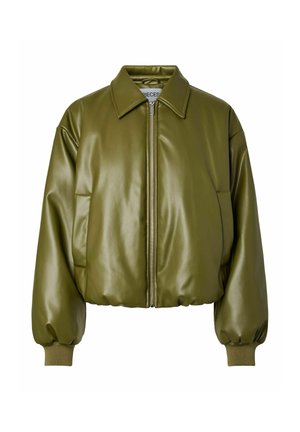Pieces, BOMBER JACKET PCLARA PADDED COATED - Veste en similicuir - sphagnum