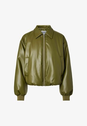 Pieces, BOMBER JACKET PCLARA PADDED COATED - Veste en similicuir - sphagnum
