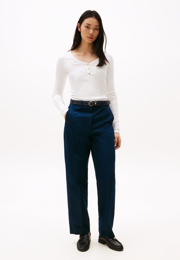 SLIM HENLEY SCOOP - Long sleeved top - ecru3