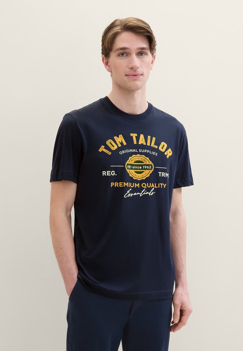 TOM TAILOR LOGO TEE - T-shirt imprimé - dark blue