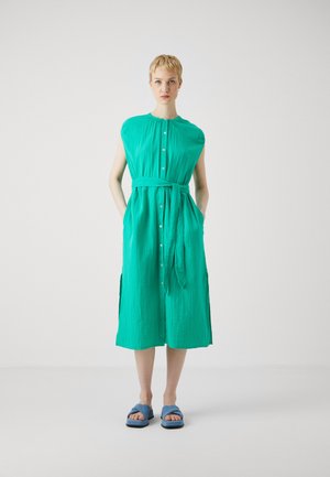 TIE WAIST DOWN MIDI - Shirt dress - simply green