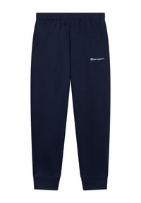 Pantalones de chándal en azul marino con el logo de Champion, con cintura elástica, bolsillos laterales y puños ajustados, fabricados con una tela suave y transpirable.