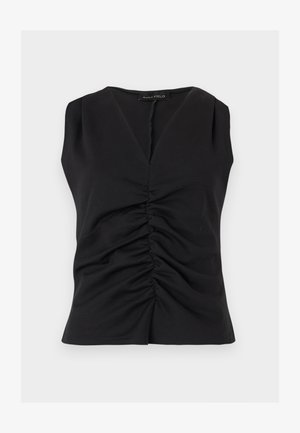 Μαύρο αμάνικο τοπ με V-λαιμόκοψη και λεπτομέρεια με σούρες στο μπροστινό μέρος, κατασκευασμένο από απαλό ύφασμα, με ετικέτα Anna Field.