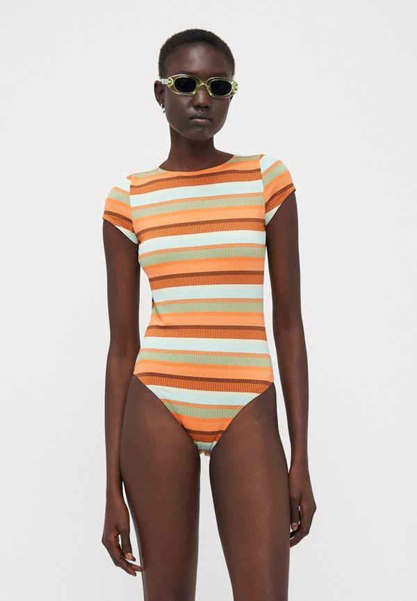 SUNSET STRIPE ONESIE - Swimsuit - orange tiger3