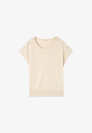 Oltre, MAGLIA CON BOTTONI GIOIELLO - T-Shirt print - oro