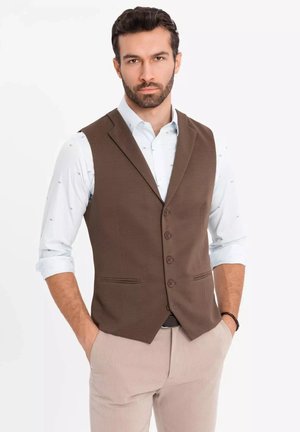 WITH LAPELS - Waistcoat - brown