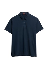 Polo shirt blu navy in cotone. Presenta un colletto, maniche corte, una chiusura con bottoni e un piccolo logo sulla manica.