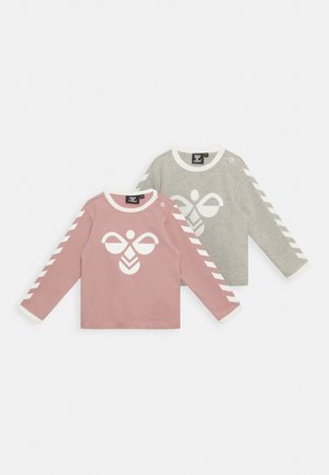 Hummel FLIPPER UNISEX 2PACK - Langærmet T-shirt - grey melange/wood rose